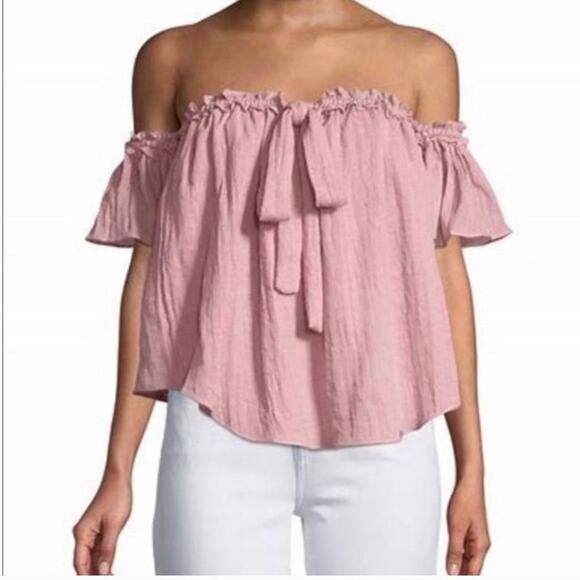 MISA Los Angeles Anouk Short Sleeve Off the Shoulder tie Top Small cottagecore - Picture 1 of 16